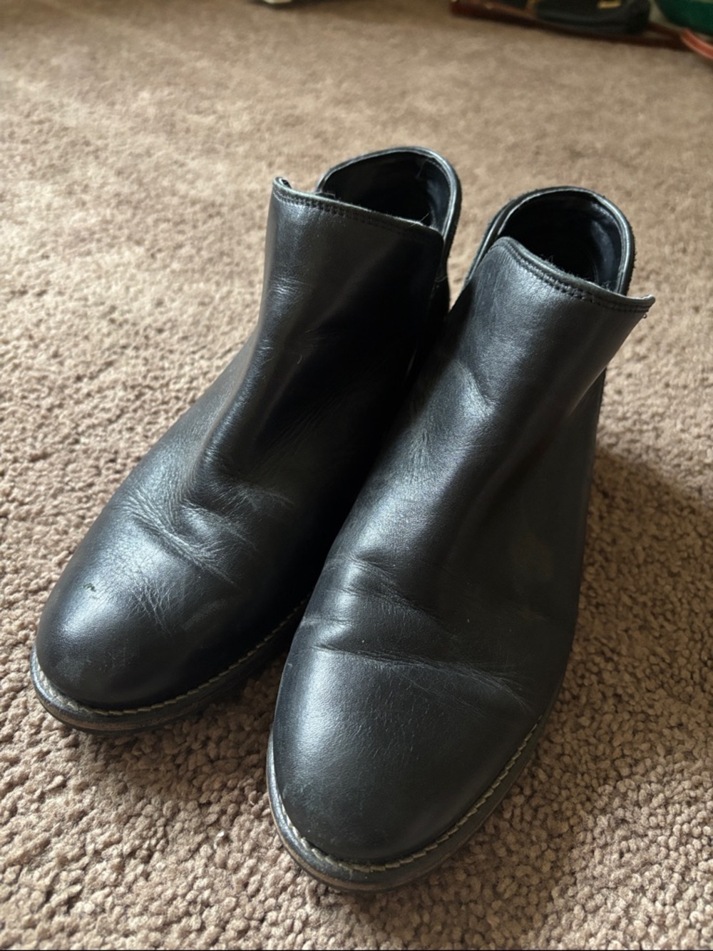 Women’s Crēvo Black Leather Slip-On Ankle Boots